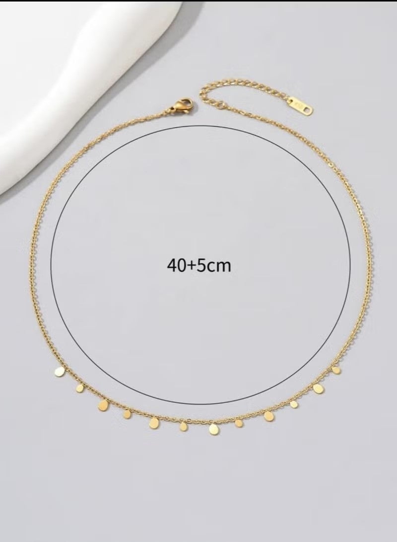 Gold Plated Stainless Steel Teardrop Choker Necklace, Perfect for Daily Wear, Anniversary Gift and Sisters - Image 2